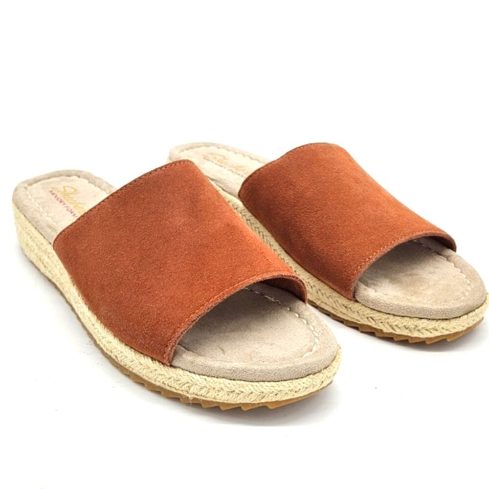 Skechers Women's Rust Suede Espadrille Slide Sandals